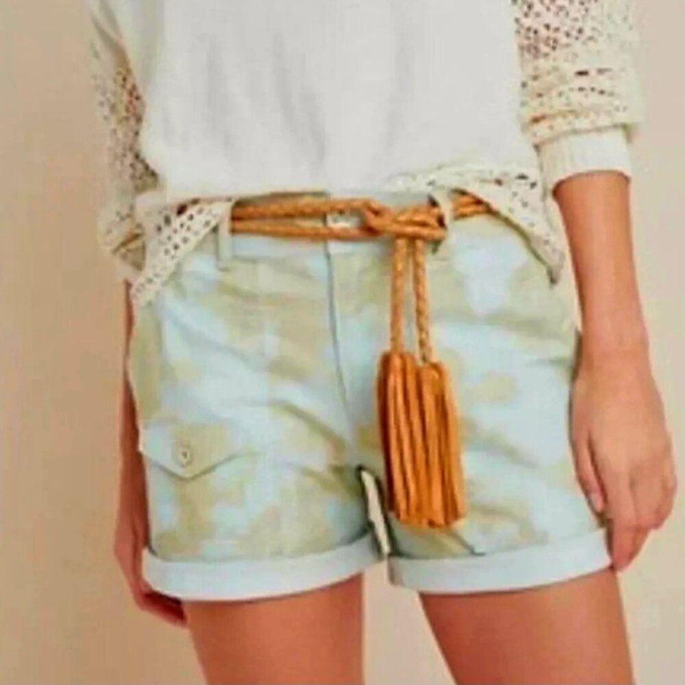 Anthropologie Tie Dye The Wander Cargo Utility Cotton Shorts, Size 27 or 4